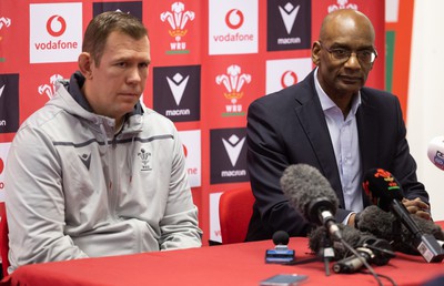 030323 - WRU Press Conference - Wales Women head coach Ioan Cunningham and WRU Interim CEO Nigel Walker during a press conference to announce 25 full time contracted players to the Wales Women Squad