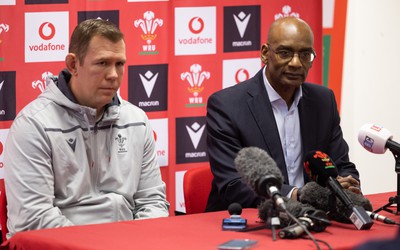 030323 - WRU Press Conference - Wales Women head coach Ioan Cunningham and WRU Interim CEO Nigel Walker during a press conference to announce 25 full time contracted players to the Wales Women Squad