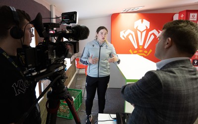 030323 - WRU Press Conference - Wales player Gwen Crabb speaks to the media during a press conference to announce 25 full time contracted players to the Wales Women Squad