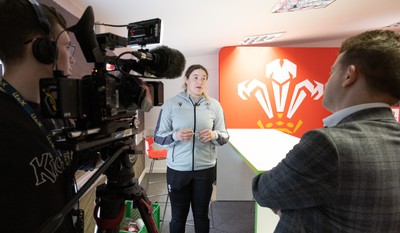 030323 - WRU Press Conference - Wales player Gwen Crabb speaks to the media during a press conference to announce 25 full time contracted players to the Wales Women Squad