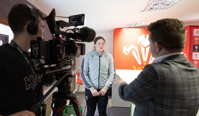 030323 - WRU Press Conference - Wales player Gwen Crabb speaks to the media during a press conference to announce 25 full time contracted players to the Wales Women Squad