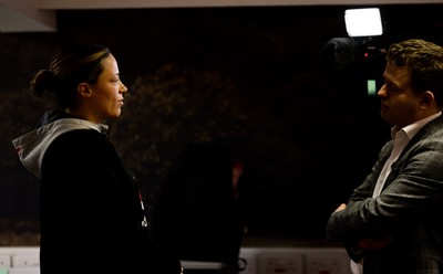 030323 - WRU Press Conference - Wales player Alisha Butchers speaks to the media during a press conference to announce 25 full time contracted players to the Wales Women Squad