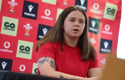 040526 - Wales Women Rugby Press Conference - Maisie Davies during press conference ahead of the Women’s 6 Nations match against Ireland