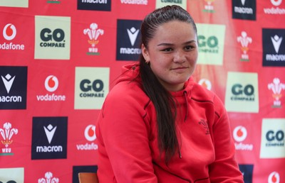 040526 - Wales Women Rugby Press Conference - Jorja Aiono during press conference ahead of the Women’s 6 Nations match against Ireland
