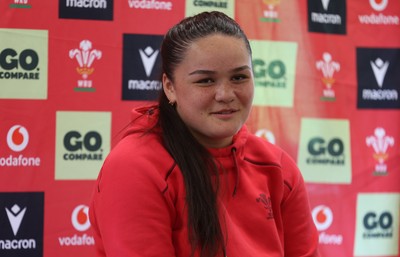 040526 - Wales Women Rugby Press Conference - Jorja Aiono during press conference ahead of the Women’s 6 Nations match against Ireland