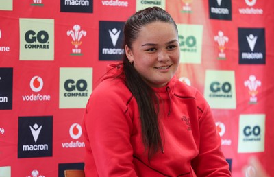 040526 - Wales Women Rugby Press Conference - Jorja Aiono during press conference ahead of the Women’s 6 Nations match against Ireland
