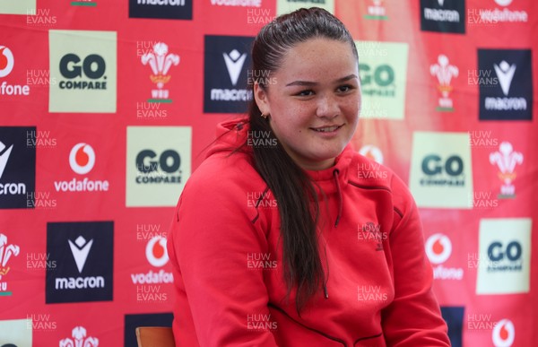 040526 - Wales Women Rugby Press Conference - Jorja Aiono during press conference ahead of the Women’s 6 Nations match against Ireland