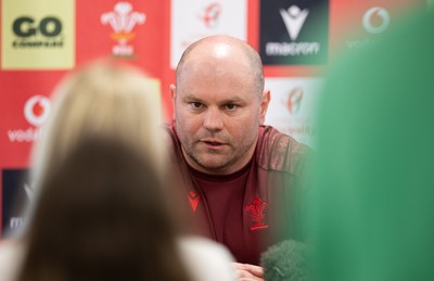 080426 - Wales Women Rugby Press Conference - Sean Lynn, Wales Women head coach, during press conference ahead of the opening Women’s 6 Nations match against Scotland