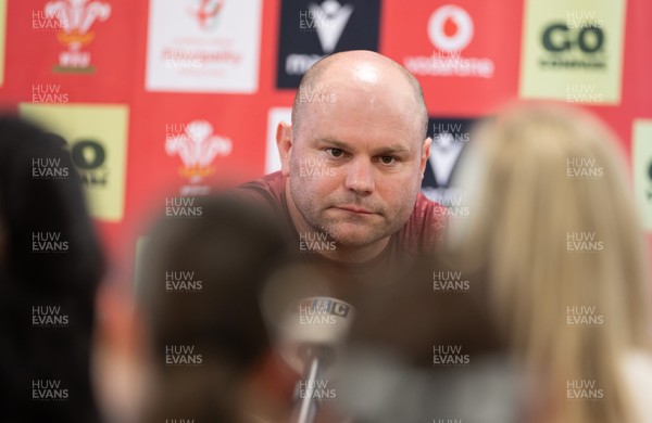 080426 - Wales Women Rugby Press Conference - Sean Lynn, Wales Women head coach, during press conference ahead of the opening Women’s 6 Nations match against Scotland