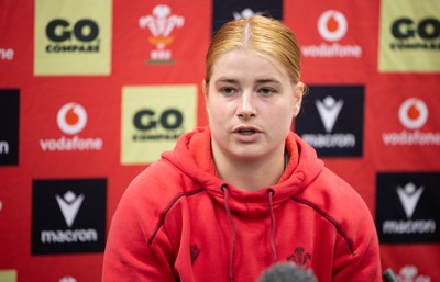 140526 - Wales Women Rugby Press Conference - Wales captain Bethan Lewis during a press conference ahead of their final Women’s 6 Nations match against Italy