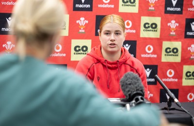 140526 - Wales Women Rugby Press Conference - Wales captain Bethan Lewis during a press conference ahead of their final Women’s 6 Nations match against Italy