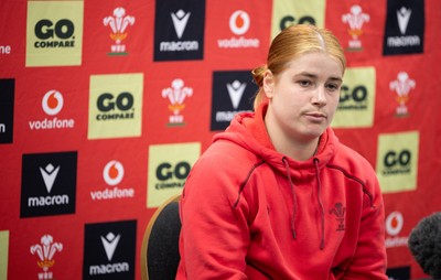 140526 - Wales Women Rugby Press Conference - Wales captain Bethan Lewis during a press conference ahead of their final Women’s 6 Nations match against Italy