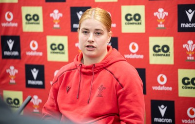 140526 - Wales Women Rugby Press Conference - Wales captain Bethan Lewis during a press conference ahead of their final Women’s 6 Nations match against Italy
