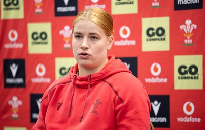 140526 - Wales Women Rugby Press Conference - Wales captain Bethan Lewis during a press conference ahead of their final Women’s 6 Nations match against Italy