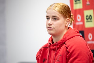 140526 - Wales Women Rugby Press Conference - Wales captain Bethan Lewis during a press conference ahead of their final Women’s 6 Nations match against Italy