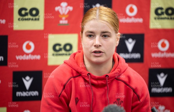 140526 - Wales Women Rugby Press Conference - Wales captain Bethan Lewis during a press conference ahead of their final Women’s 6 Nations match against Italy