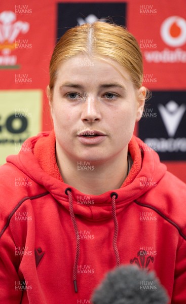 140526 - Wales Women Rugby Press Conference - Wales captain Bethan Lewis during a press conference ahead of their final Women’s 6 Nations match against Italy