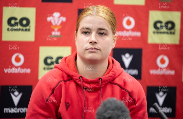 140526 - Wales Women Rugby Press Conference - Wales captain Bethan Lewis during a press conference ahead of their final Women’s 6 Nations match against Italy
