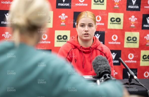 140526 - Wales Women Rugby Press Conference - Wales captain Bethan Lewis during a press conference ahead of their final Women’s 6 Nations match against Italy
