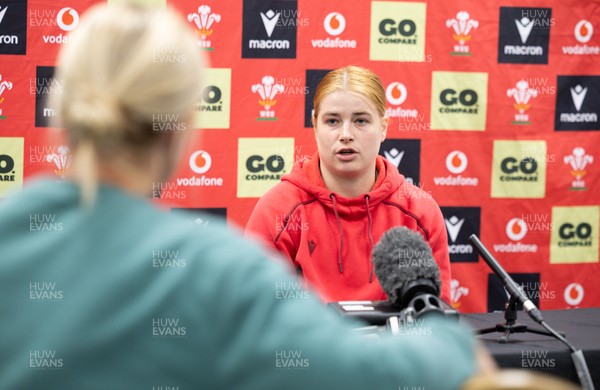 140526 - Wales Women Rugby Press Conference - Wales captain Bethan Lewis during a press conference ahead of their final Women’s 6 Nations match against Italy