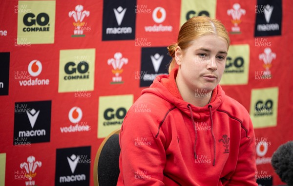 140526 - Wales Women Rugby Press Conference - Wales captain Bethan Lewis during a press conference ahead of their final Women’s 6 Nations match against Italy
