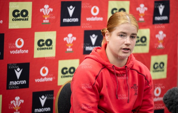 140526 - Wales Women Rugby Press Conference - Wales captain Bethan Lewis during a press conference ahead of their final Women’s 6 Nations match against Italy