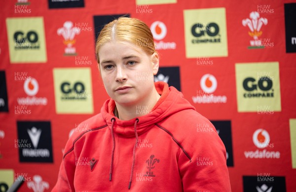140526 - Wales Women Rugby Press Conference - Wales captain Bethan Lewis during a press conference ahead of their final Women’s 6 Nations match against Italy