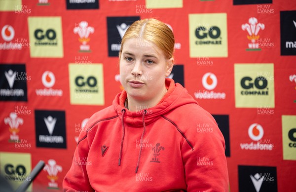 140526 - Wales Women Rugby Press Conference - Wales captain Bethan Lewis during a press conference ahead of their final Women’s 6 Nations match against Italy