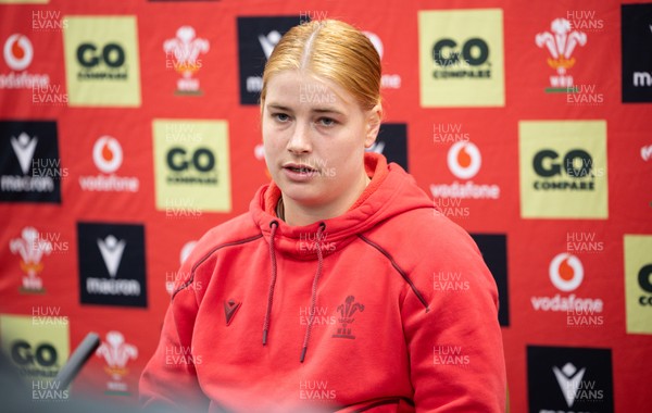 140526 - Wales Women Rugby Press Conference - Wales captain Bethan Lewis during a press conference ahead of their final Women’s 6 Nations match against Italy