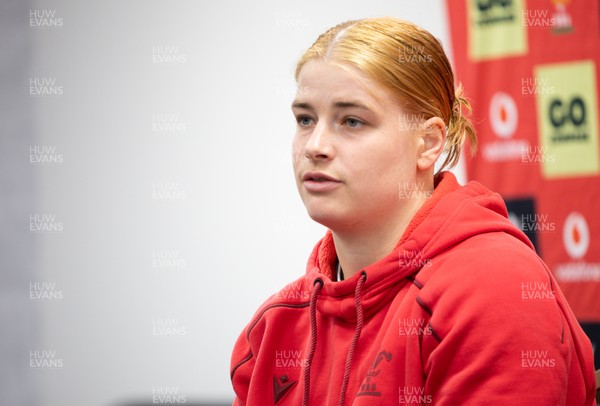 140526 - Wales Women Rugby Press Conference - Wales captain Bethan Lewis during a press conference ahead of their final Women’s 6 Nations match against Italy
