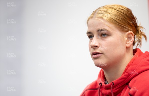 140526 - Wales Women Rugby Press Conference - Wales captain Bethan Lewis during a press conference ahead of their final Women’s 6 Nations match against Italy