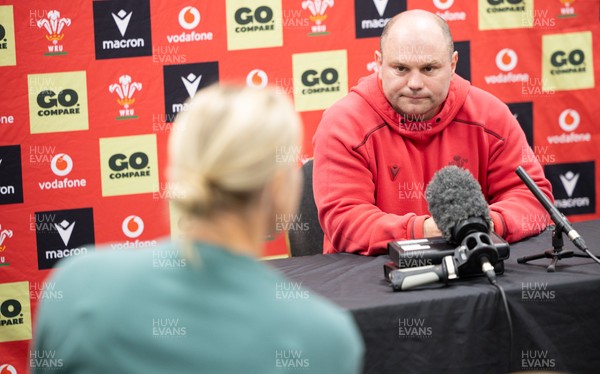 140526 - Wales Women Rugby Press Conference - Wales head coach Sean Lynn during a press conference ahead of their final Women’s 6 Nations match against Italy