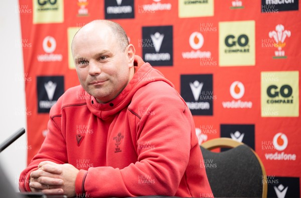 140526 - Wales Women Rugby Press Conference - Wales head coach Sean Lynn during a press conference ahead of their final Women’s 6 Nations match against Italy
