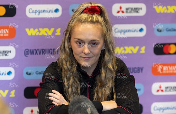 191023 - Wales Women Rugby Press Conference - Wales captain Hannah Jones during a press conference ahead of Wales’ opening match of WXV1 against Canada