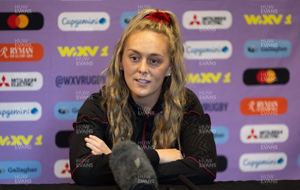 191023 - Wales Women Rugby Press Conference - Wales captain Hannah Jones during a press conference ahead of Wales’ opening match of WXV1 against Canada