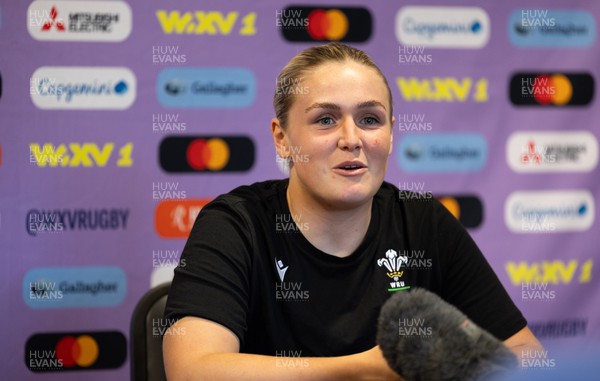 191023 - Wales Women Rugby Press Conference - Wales’ Alex Callender during a press conference ahead of Wales’ opening match of WXV1 against Canada