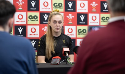 200325  Wales Women Rugby Press Conference - Wales Women’s captain Hannah Jones during press conference ahead of the opening Women’s 6 Nations match against Scotland