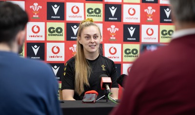 200325  Wales Women Rugby Press Conference - Wales Women’s captain Hannah Jones during press conference ahead of the opening Women’s 6 Nations match against Scotland