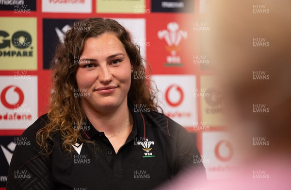 241023 - Wales Women Rugby Press Conference - Gwenllian Pyrs during a press conference ahead of Wales’ WXV1 match against New Zealand in Dunedin
