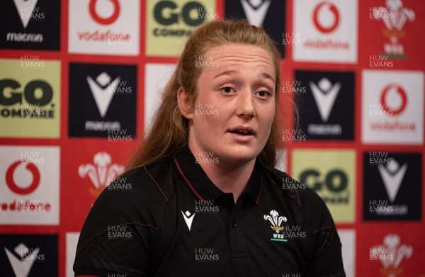 241023 - Wales Women Rugby Press Conference - Abbie Fleming during a press conference ahead of Wales’ WXV1 match against New Zealand in Dunedin