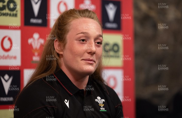 241023 - Wales Women Rugby Press Conference - Abbie Fleming during a press conference ahead of Wales’ WXV1 match against New Zealand in Dunedin