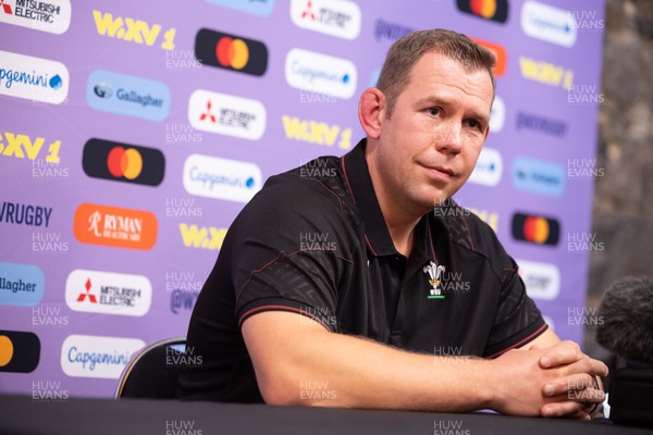 261023 - Wales’ Women Rugby Press Conference - Wales Women head coach Ioan Cunningham during a press conference ahead of Wales’ WXV1 match against New Zealand in Dunedin