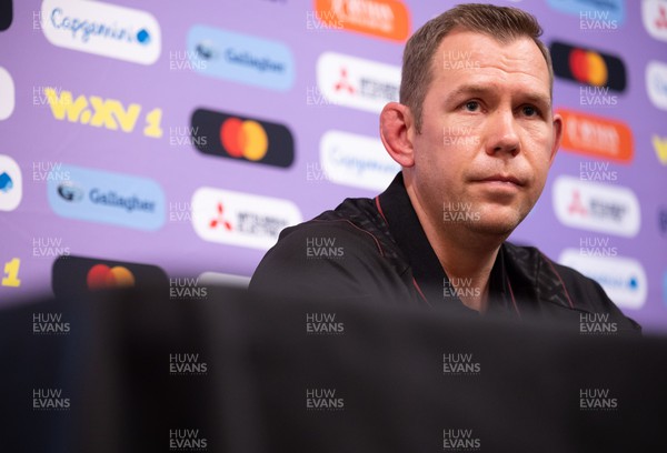 261023 - Wales’ Women Rugby Press Conference - Wales Women head coach Ioan Cunningham during a press conference ahead of Wales’ WXV1 match against New Zealand in Dunedin