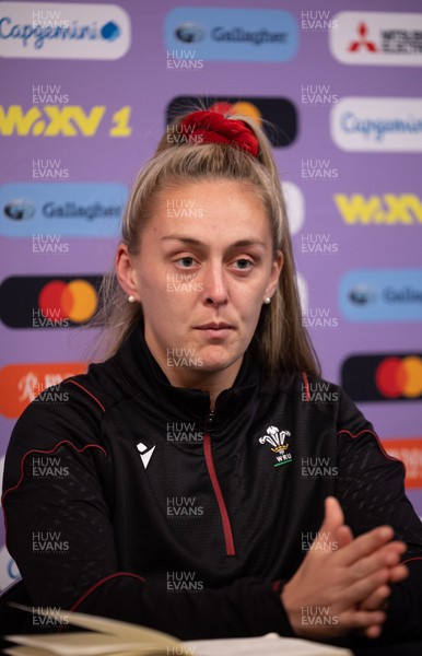 261023 - Wales’ Women Rugby Press Conference - Wales Women captain Hannah Jones during a press conference ahead of Wales’ WXV1 match against New Zealand in Dunedin