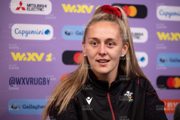 261023 - Wales’ Women Rugby Press Conference - Wales Women captain Hannah Jones during a press conference ahead of Wales’ WXV1 match against New Zealand in Dunedin