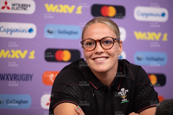 261023 - Wales’ Women Rugby Press Conference - Wales’ Kelsey Jones during a press conference ahead of Wales’ WXV1 match against New Zealand in Dunedin