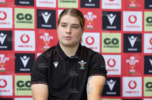 301023 - Wales Women Press Conference - Wales’ Bethan Lewis during press conference ahead of the WXV1 match against Australia