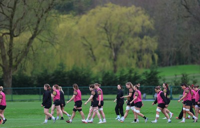 010426 - Wales Women Rugby Training Session - The Wales Womens squad during training ahead of the start of the Women’s 6 Nations