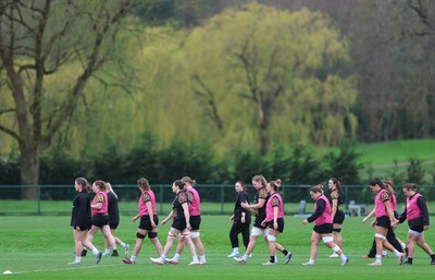 010426 - Wales Women Rugby Training Session - The Wales Womens squad during training ahead of the start of the Women’s 6 Nations