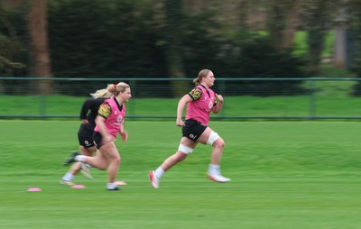 010426 - Wales Women Rugby Training Session - Tilly Vucaj and Molly Reardon during training ahead of the start of the Women’s 6 Nations